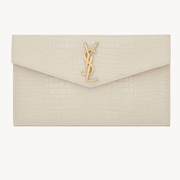 YSL UPTOWN POUCH IN CROCODILE-EMBOSSED SHINY LEATHER - Picture 1 of 3
